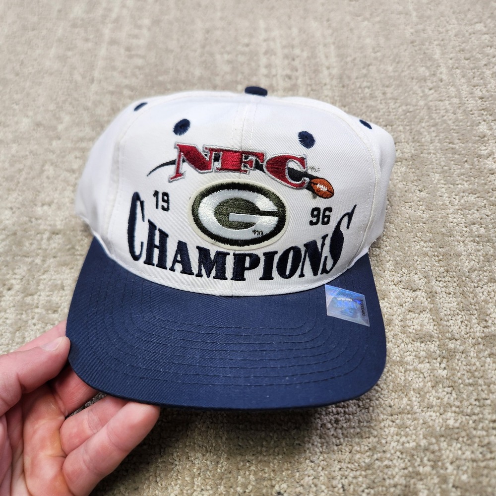 Vintage Logo Athletic Green Bay Packers 1996 NFC Champions Snapback Hat Navy 90s